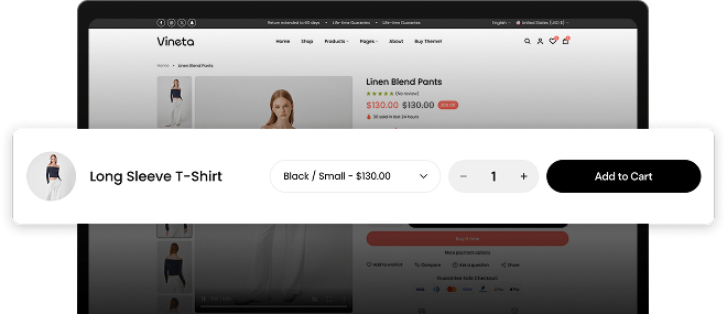 Vineta’s web development project screenshot
