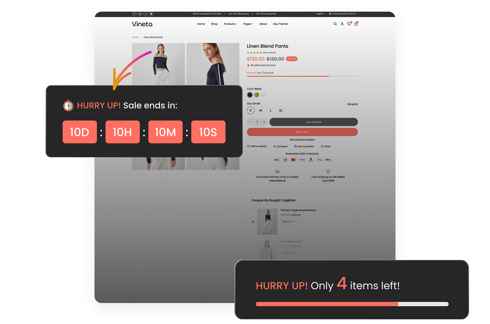 Vineta’s web development project screenshot