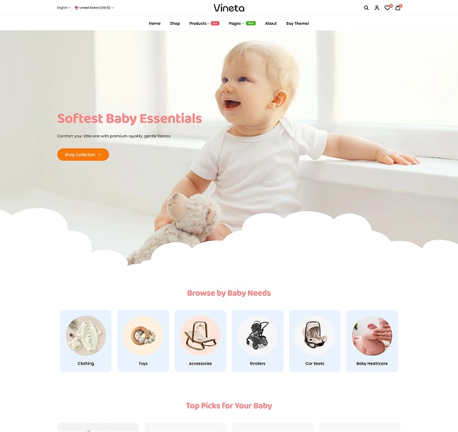 Vineta’s web development project screenshot
