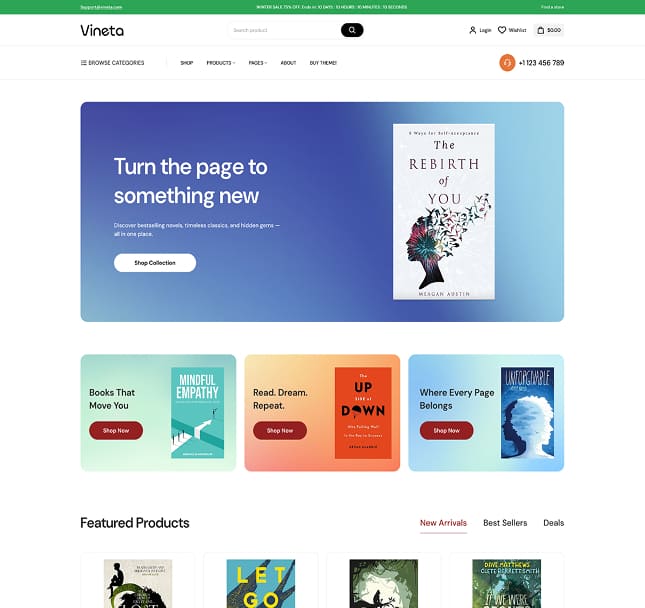 Vineta’s web development project screenshot