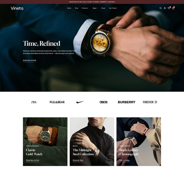 Vineta’s web development project screenshot