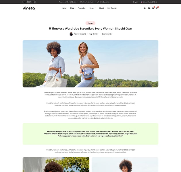 Vineta’s web development project screenshot